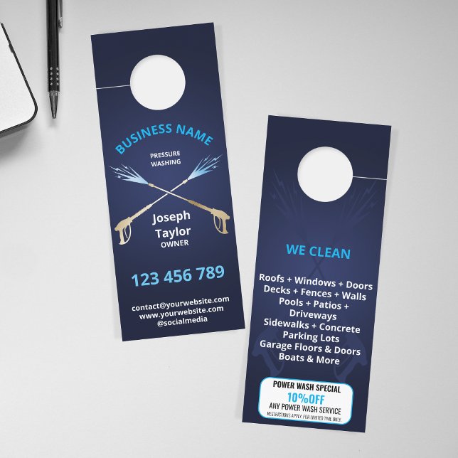 Affichette De Porte Lavage de puissance à pression Masculine professio (Créateur téléchargé)