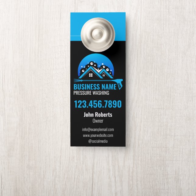 Affichette De Porte Lave-pression professionnelle bleu noir (Sur le bouton)