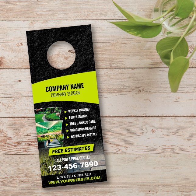Affichette De Porte Lawn Care Door Hanger Landscaping Door Hanger (Créateur téléchargé)