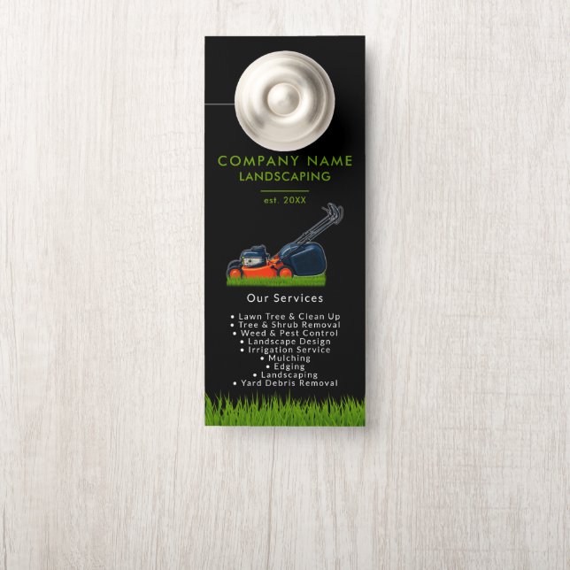 Affichette De Porte Lawn Mowing Landscaping Garden Lawn Care Black (Sur le bouton)