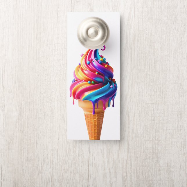 Affichette De Porte Le cône de glace classique vibrant de SlipperyJoe' (Sur le bouton)