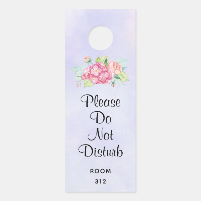Affichette De Porte Les Fleurs D'Aquarelle Roses Élégantes Ne Dérangen (Devant)