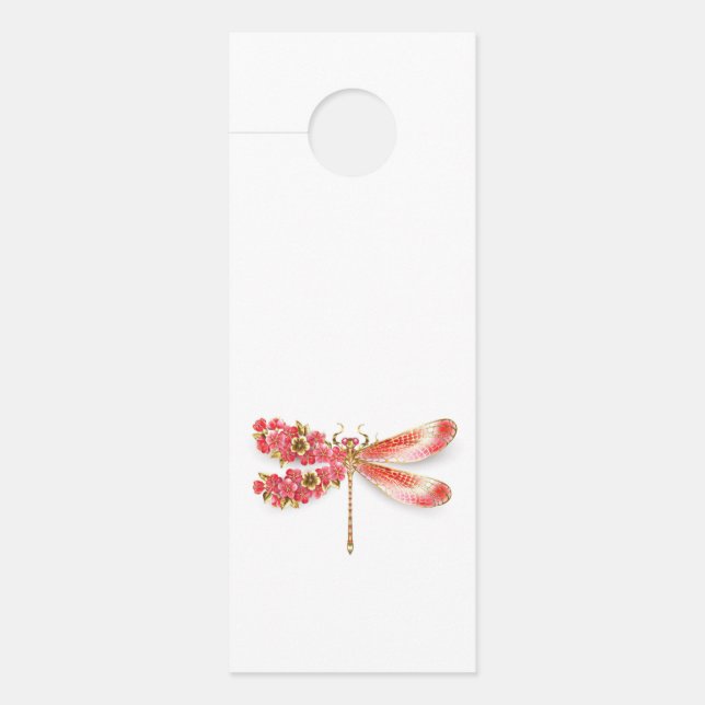 Affichette De Porte libellule de fleurs avec sakura de bijoux (Devant)
