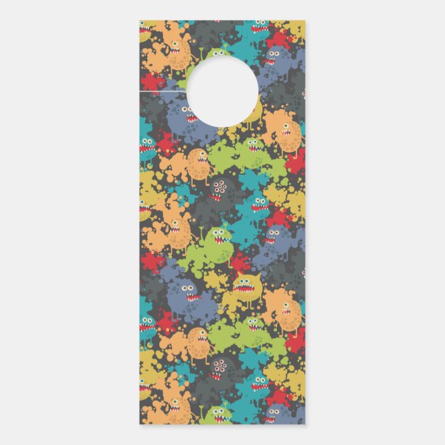 Affichette De Porte Little cute funny monsters (Devant)