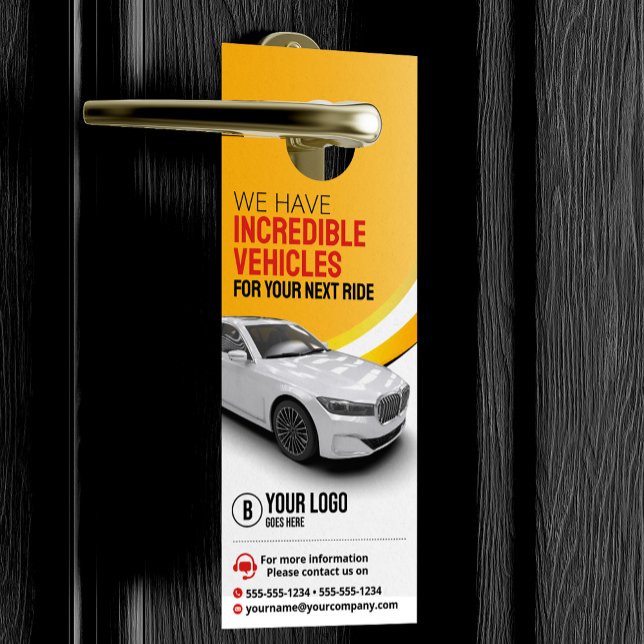 Affichette De Porte Location de voiture jaune professionnelle Automobi (Créateur téléchargé)