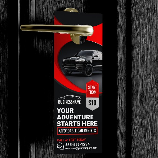 Affichette De Porte Location de voiture rouge moderne abordable Louage (Créateur téléchargé)