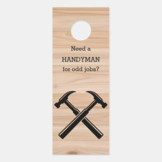 Affichette De Porte Logo de marteau en bois rustique pour entrepreneur
