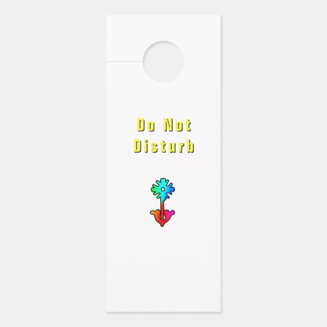 Affichette De Porte Logo Fleur Ne Pas Déranger Blanc   (Devant)