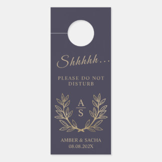 Affichette De Porte Logo Mariage Monogramme Personnalisé Avec Wreath