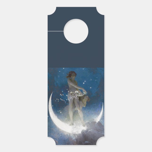 Affichette De Porte Lune Déesse de Nuit Dispersant les Étoiles (Devant)