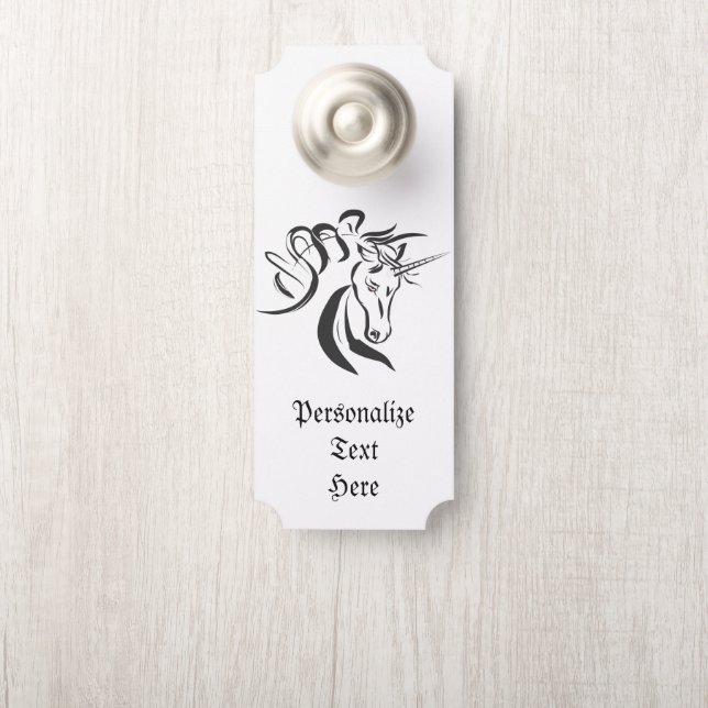 Affichette De Porte Magique Unicorne Sketch Black & White Room (Sur le bouton)