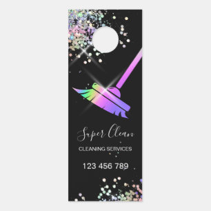 Affichette De Porte Maison de nettoyage domestique Holographe d'étince