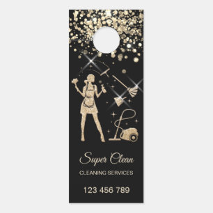 Affichette De Porte Maison de nettoyage domestique Parties scintillant