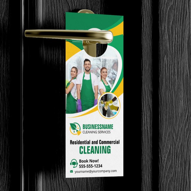 Affichette De Porte Maison Verte Jaune Nettoyage Entretien Ménager Fem (Créateur téléchargé)