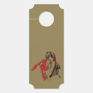 Affichette De Porte Manga R & B, Neko Chatte Féline Furry Loli Anime