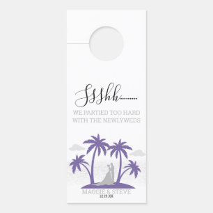 Affichette De Porte Mariage à la plage violette