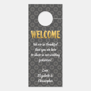 Affichette De Porte Mariage Bienvenue Ne Disturbe Pas Or Gris Blanc