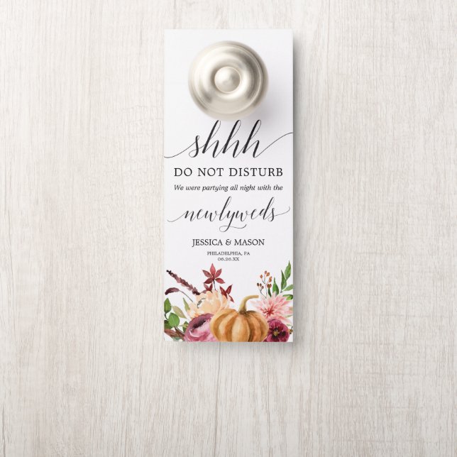 Affichette de porte Mariage Bliss Automne Ne Distu (Sur le bouton)