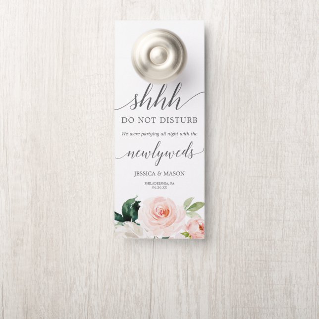 Affichette de porte Mariage Blushing Blooms Ne Dis (Sur le bouton)
