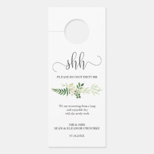affichette de porte mariage, bouquet de verdure ru