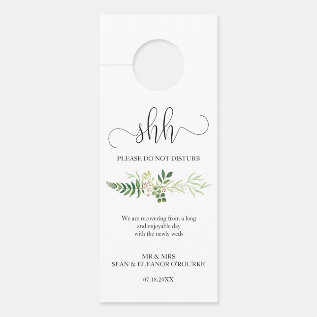 affichette de porte mariage, bouquet de verdure ru (Devant)