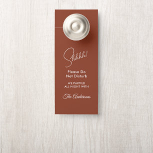 Affichette De Porte Mariage Brown en terre cuite blanc