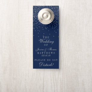 Affichette De Porte Mariage Confetti en argent de marine bleu et de gl