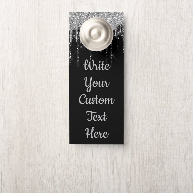 Affichette De Porte Mariage de la fête d'anniversaire de l'argent noir (Sur le bouton)