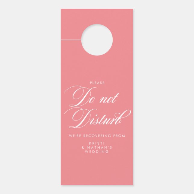 Affichette De Porte Mariage de script rose Élégant ne pas déranger sig (Devant)
