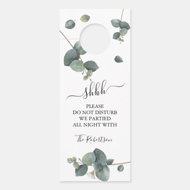 Affichette De Porte Mariage de verdure Eucalyptus (Devant)