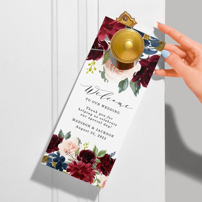 Affichette De Porte Mariage floral enchanté Bienvenue et ne pas dérang (Créateur téléchargé)