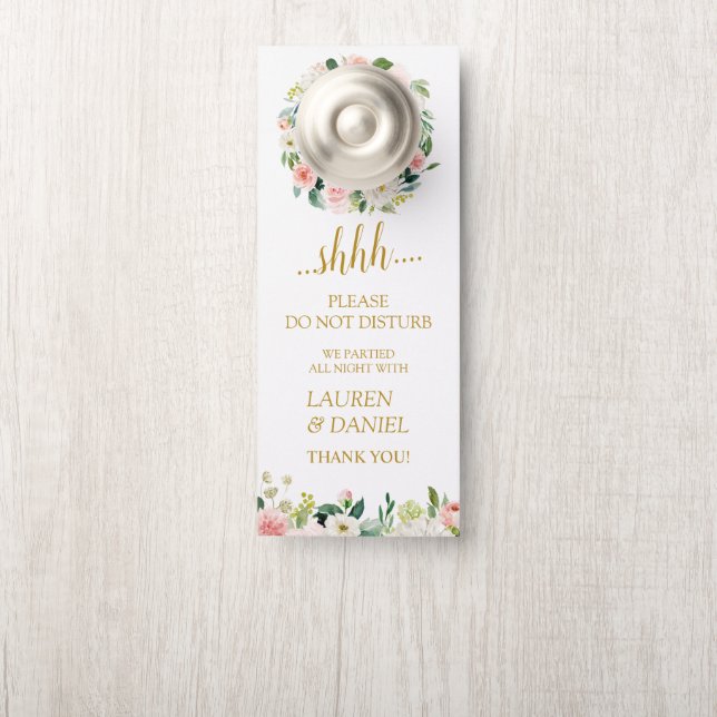 Affichette De Porte Mariage moderne Blush Gold ne dérangez pas (Sur le bouton)