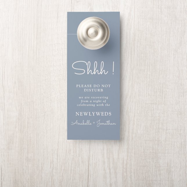Affichette De Porte Mariage Ne Dérangez Pas Dusty Blue (Sur le bouton)