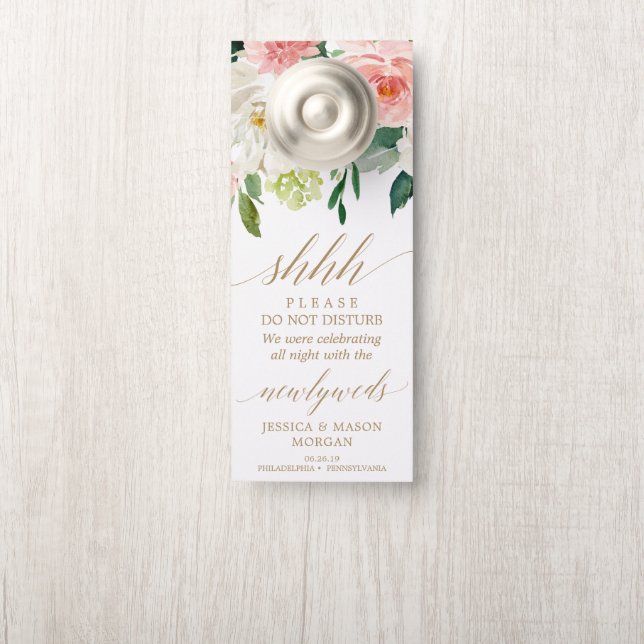 Affichette de porte mariage - Ne pas déranger - Bl (Sur le bouton)