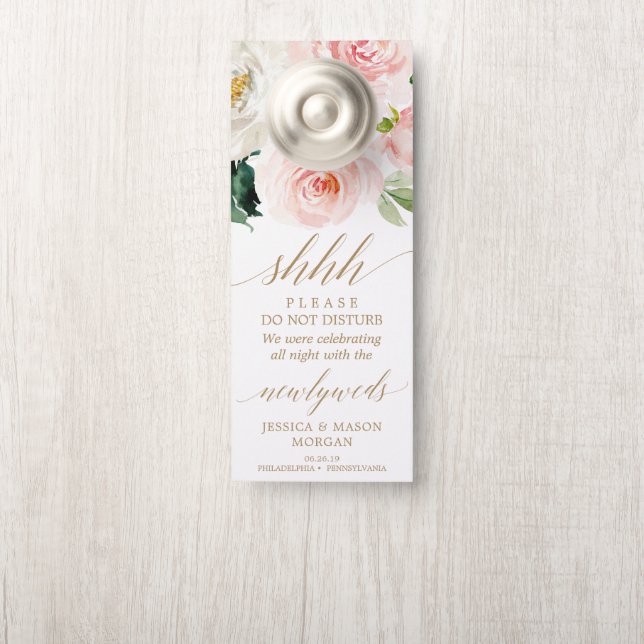 Affichette de porte mariage - Ne pas déranger - Bl (Sur le bouton)