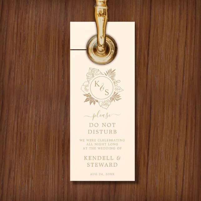 Affichette De Porte Mariage romantique de verdure tropicale (Créateur téléchargé)