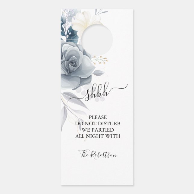 Affichette de porte Mariage Rose aquarelle (Devant)
