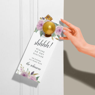 Affichette De Porte Mariage Violet & Sage Bienvenue / Ne pas déranger