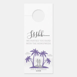 Affichette De Porte Mariages de plage violet de mariées