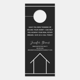 Affichette De Porte Marketing immobilier Noir Blanc Personnalisé Realt
