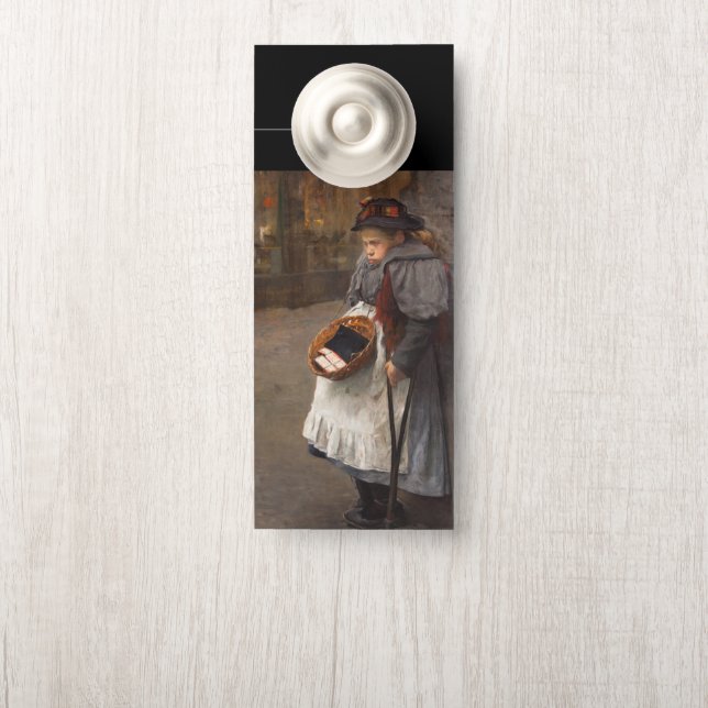 Affichette De Porte Matchstick Girl pauvre rue Urchin Pauvreté urbaine (Sur le bouton)