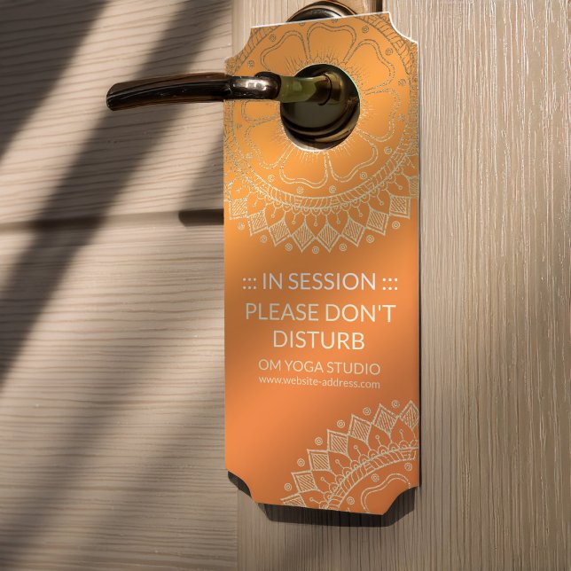 Affichette De Porte Méditation Yoga Enseignant Moderne Orange Or Manda (Créateur téléchargé)