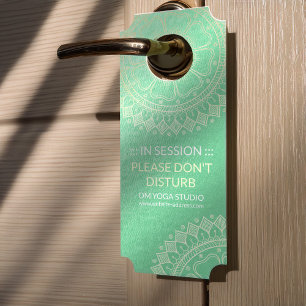 Affichette De Porte Méditation Yoga Instructeur Green Gold Foil Mandal