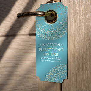 Affichette De Porte Méditation Yoga Instructeur Vert Bleu Or Mandala