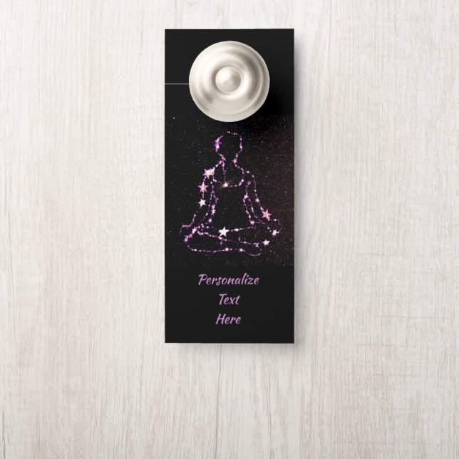 Affichette De Porte Méditation Zen Yoga Namaste Spirituel Personnalisé (Sur le bouton)
