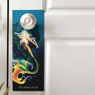 Affichette De Porte Mermaid Dragon Imaginaire bleu