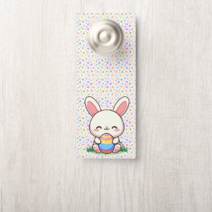 Affichette De Porte Mignonne lapin de printemps/Pâques avec oeuf