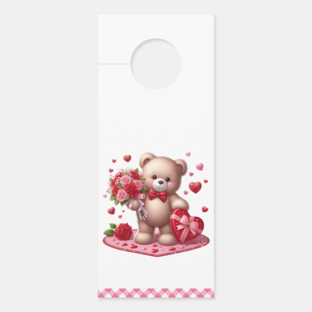Affichette De Porte Mignonne Valentine's Day Teddy Bear (Devant)