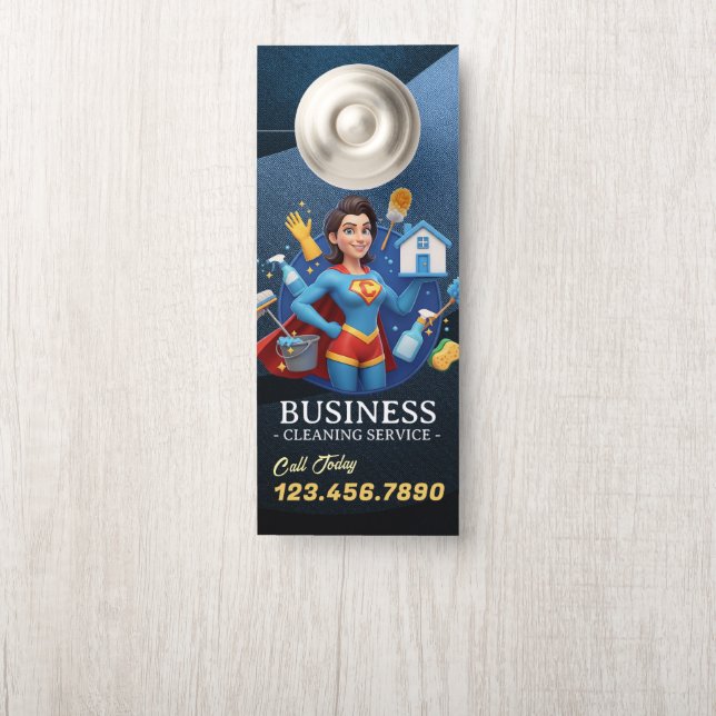 Affichette De Porte Modern House Cleaning Maid Service Housekeeping (Sur le bouton)