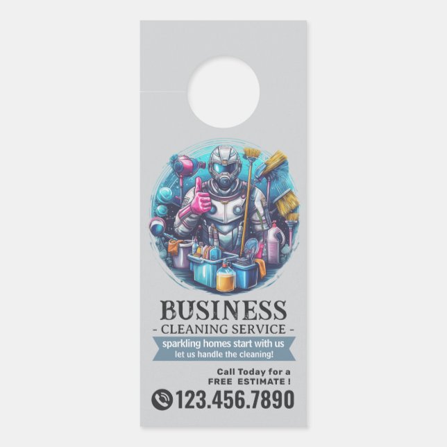 Affichette De Porte Modern House Cleaning Maid Service Housekeeping (Devant)